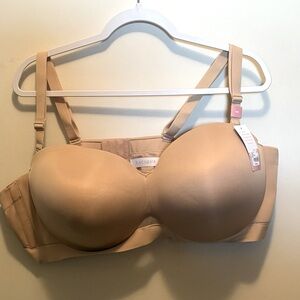 Cacique Lightly Lined Multiway Strapless Nude Bra NWT 50C